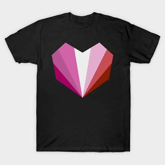 Lesbian Flag Geometric Heart T-Shirt by Bunny Prince Design